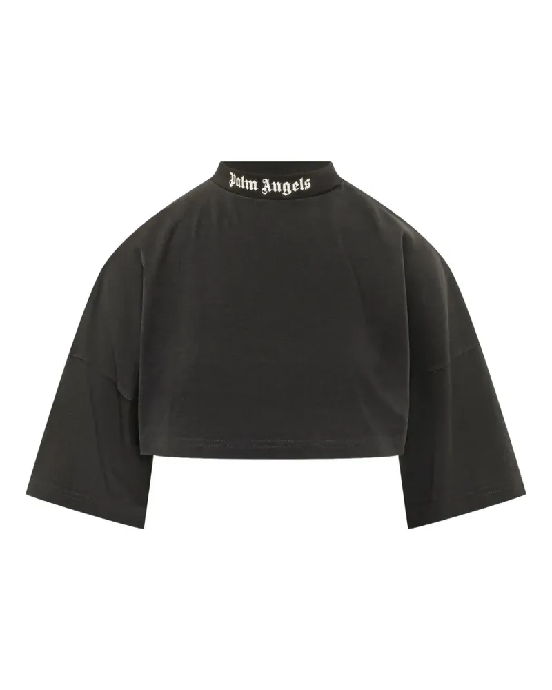 Palm Angels Cropped-Oberteil mit Logo-Print - Schwarz Schwarz