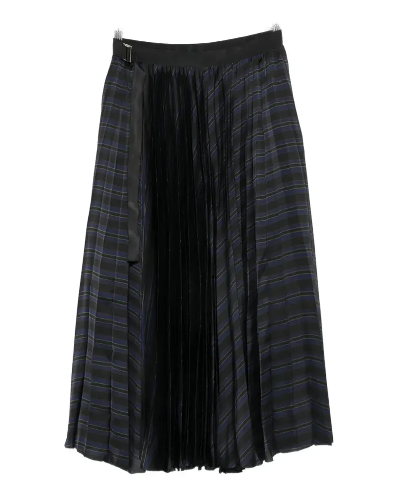 Sacai pleated striped midi skirt - Schwarz Schwarz