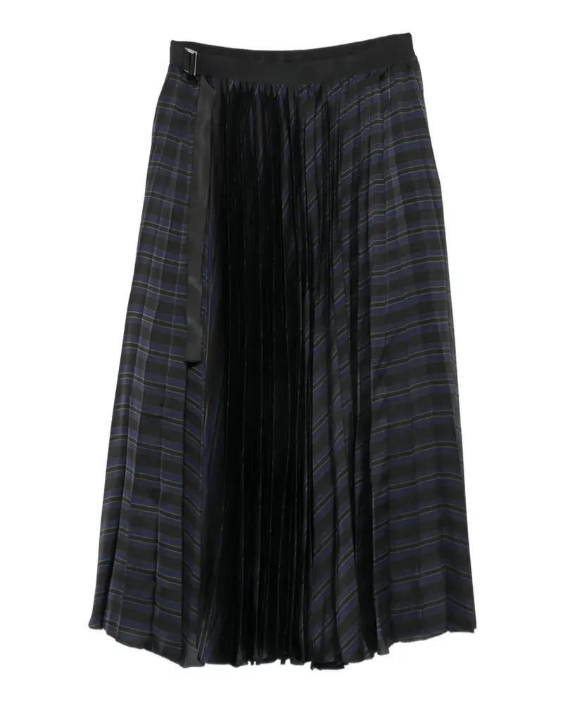 Sacai pleated striped midi skirt - Schwarz Schwarz