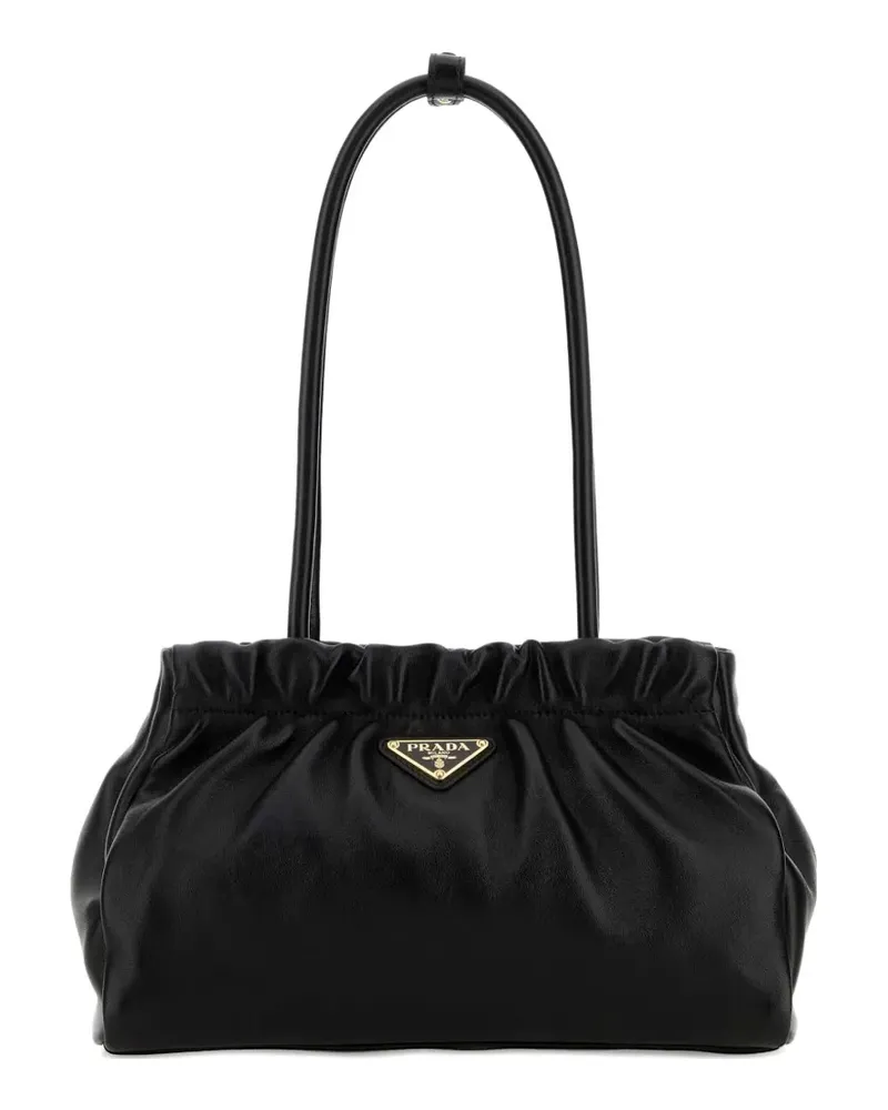 Prada Schultertasche mit Raffung - Schwarz Schwarz
