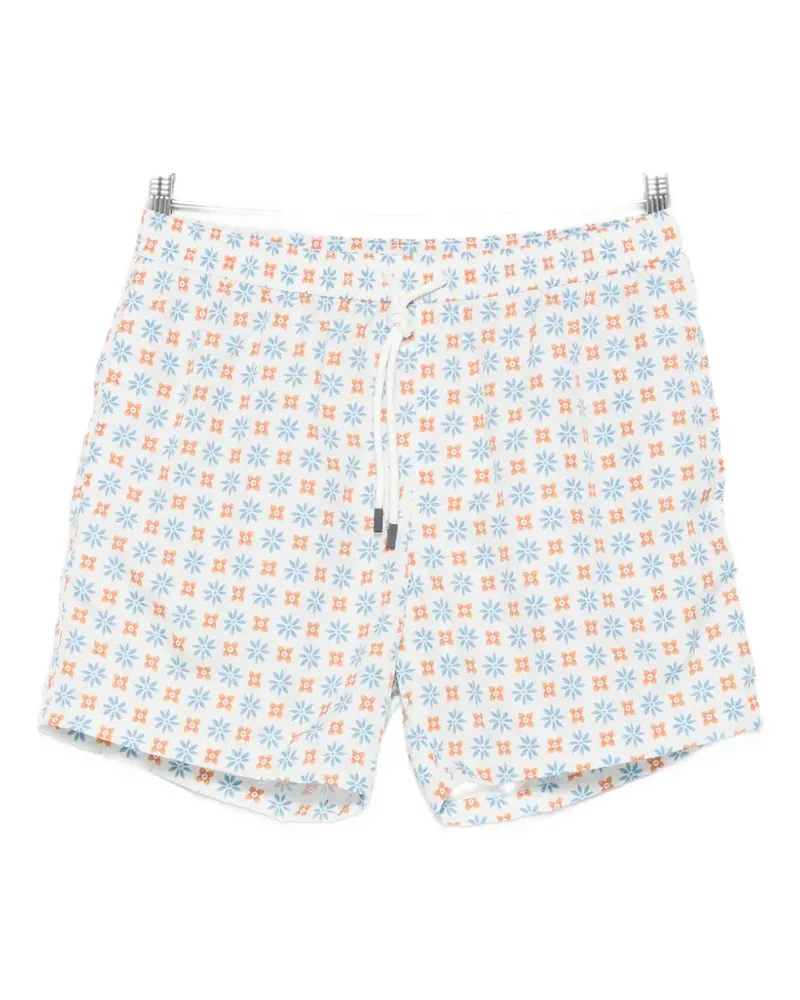 BARBA floral-print drawstring swim shorts - Weiß Weiß