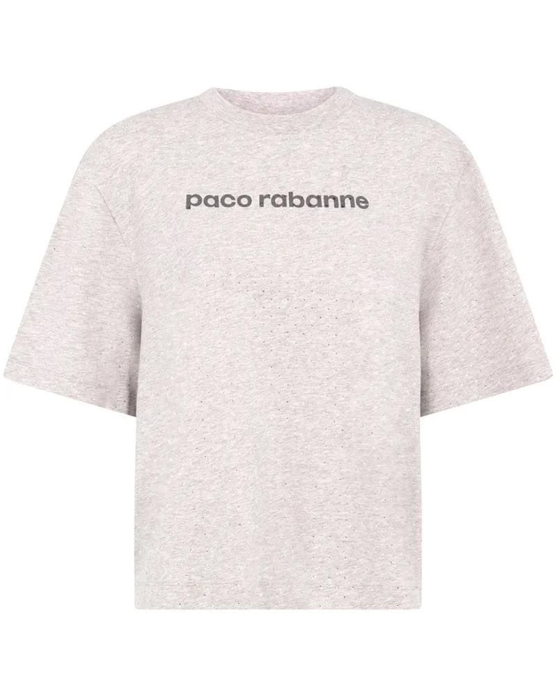 Paco Rabanne T-Shirt mit Strass-Logo - Grau Grau