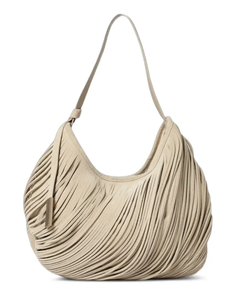 Emporio Armani Oversized-Schultertasche aus Leder mit Laser-Cuts - Nude Nude