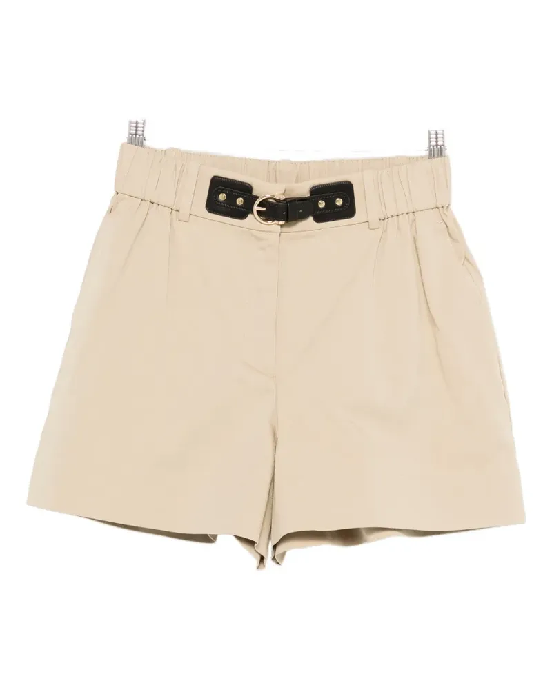 Maje belted mini shorts - Nude Nude