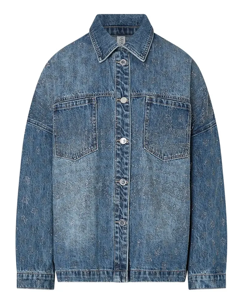 Liu Jo oversized jacket in denim with rhinestones - Blau Blau