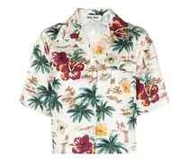 Cropped-Seidenhemd mit floralem Print