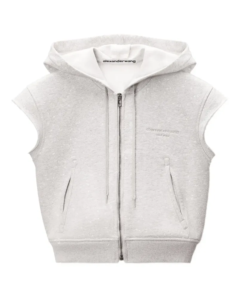 Alexander Wang Hoodie mit kristallverzierten Ärmeln - Grau Grau