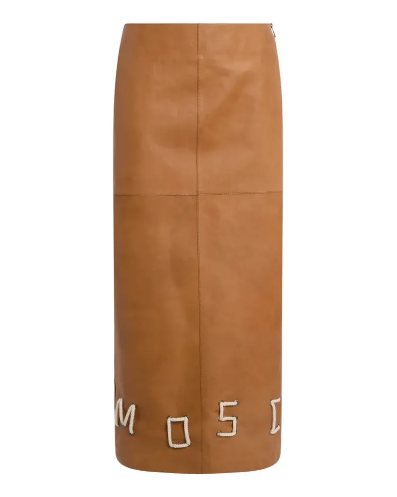 Moschino rope-logo leather midi skirt - Braun Braun