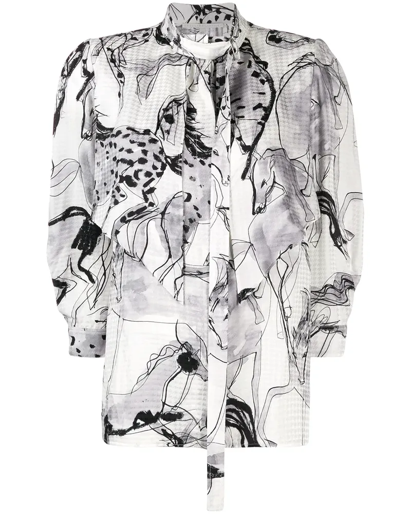 Stella McCartney Bluse mit Pferde-Print - Schwarz Schwarz