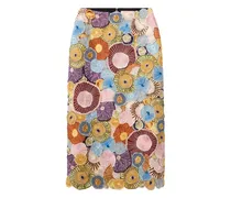 Bleistiftrock mit Stickerei - Blau