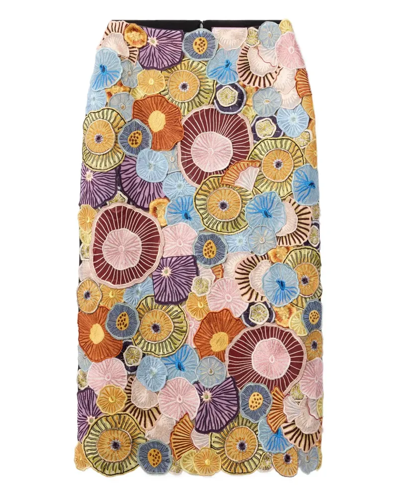 La DoubleJ embroidered midi pencil skirt - Blau Blau