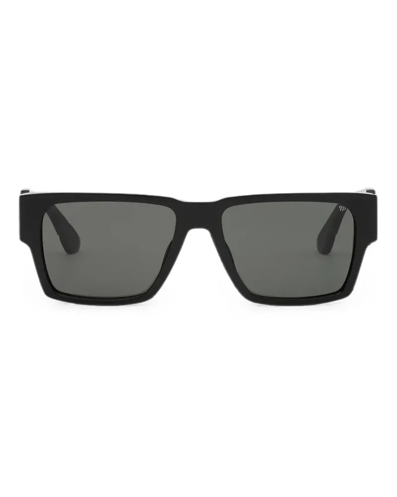 Philipp Plein logo-plaque square-frame sunglasses - Schwarz Schwarz