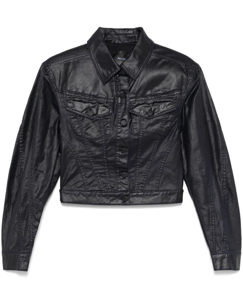 Thierry Mugler Jeansjacke mit Wachs-Effekt - Blau Blau
