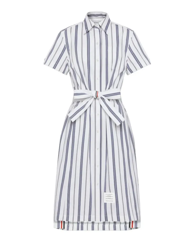 Thom Browne Gestreiftes Repp Hemdkleid - Weiß Weiß