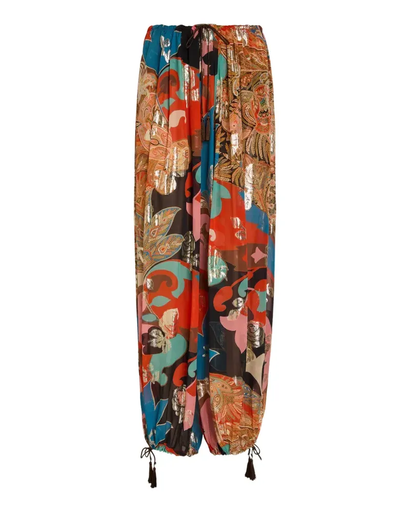 Etro print-detail wide-leg trousers - Gold Gold