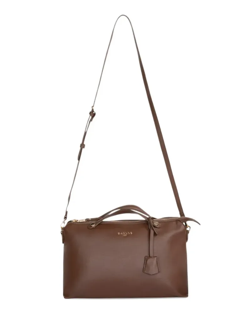 Gaëlle Bonheur logo-lettering pebble-grain tote bag - Braun Braun