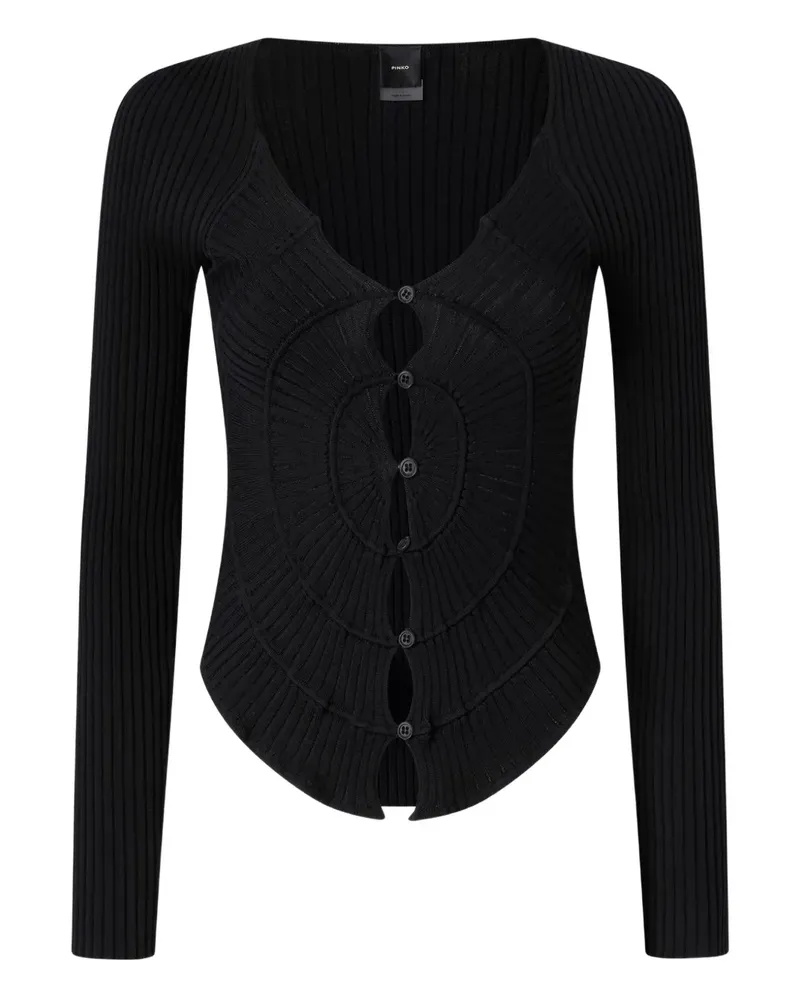 Pinko Gerippter Cardigan mit Knöpfen - Schwarz Schwarz