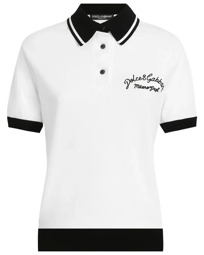 Dolce & Gabbana Poloshirt mit Logo-Stickerei - Weiß Weiß