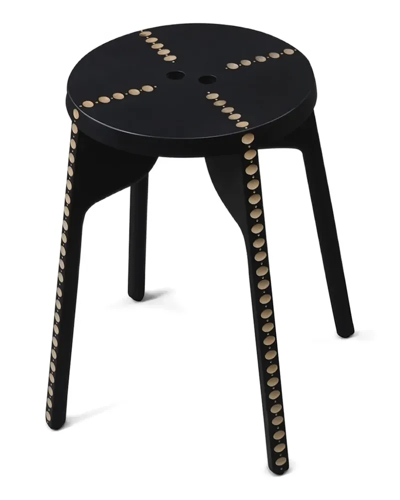 Zanat Tattoo' Holzhocker - Schwarz Schwarz