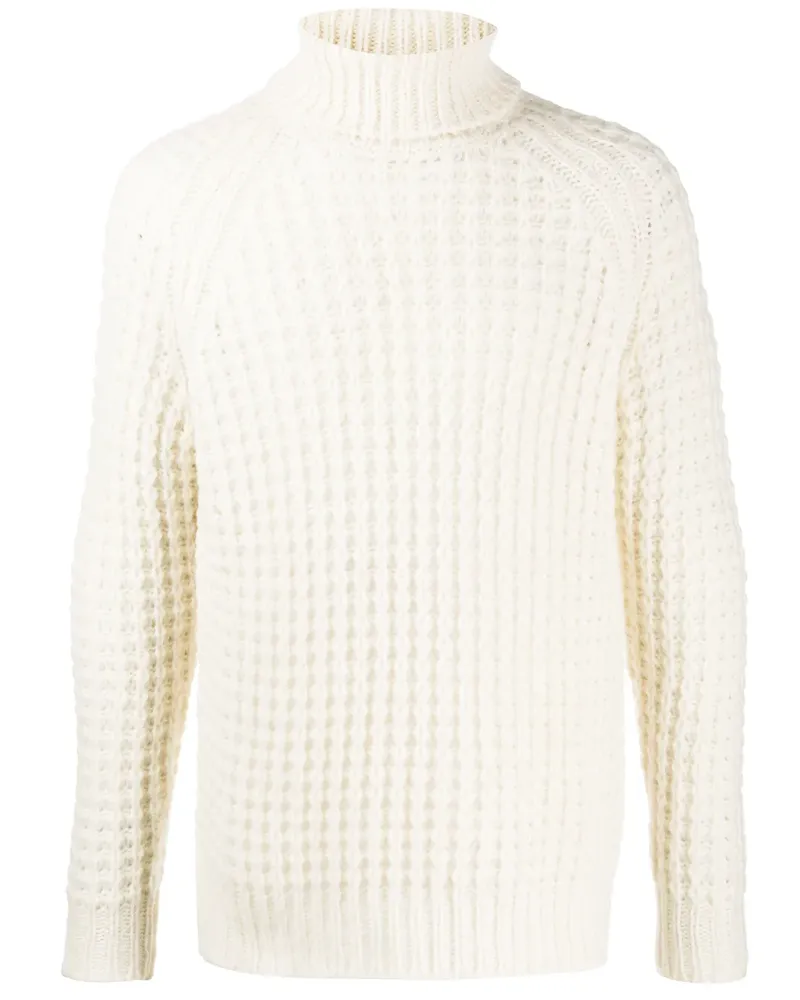 Roberto Collina Rollkragenpullover mit Waffelstrick-Muster - Nude Nude