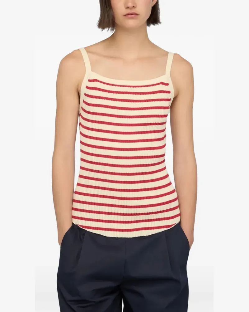Semicouture striped ribbed-knit tank top - Nude Nude