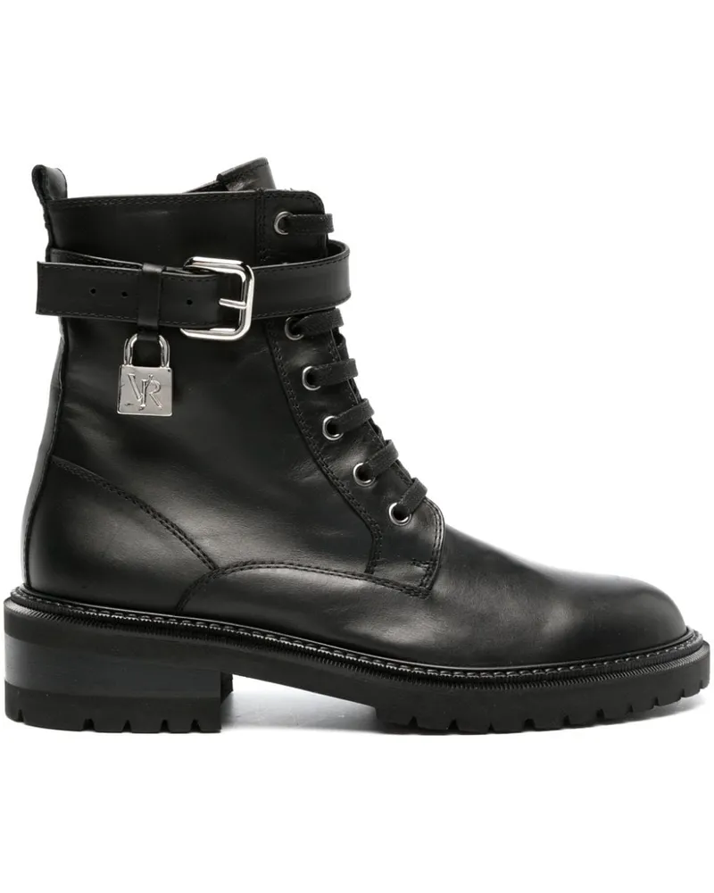 Via Roma 15 Military-Stiefel mit Schloss-Detail - Schwarz Schwarz