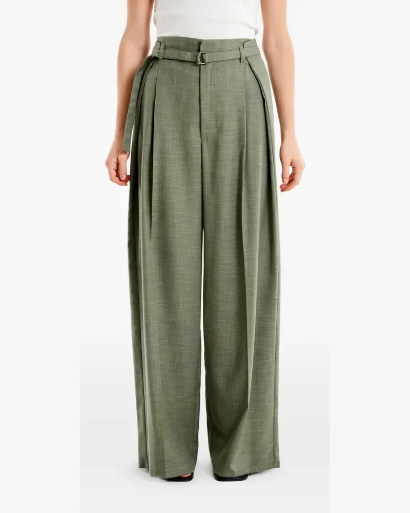 VICOLO belted pleated trousers - Grün Grün