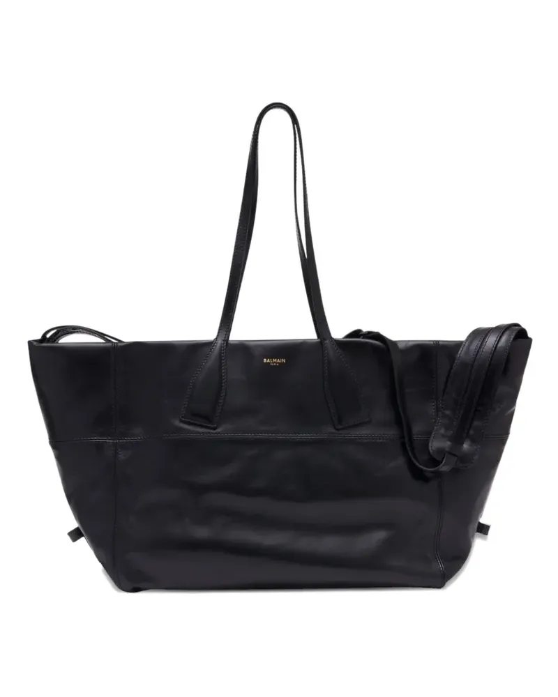 Balmain Track Tote Bag aus Leder - Schwarz Schwarz