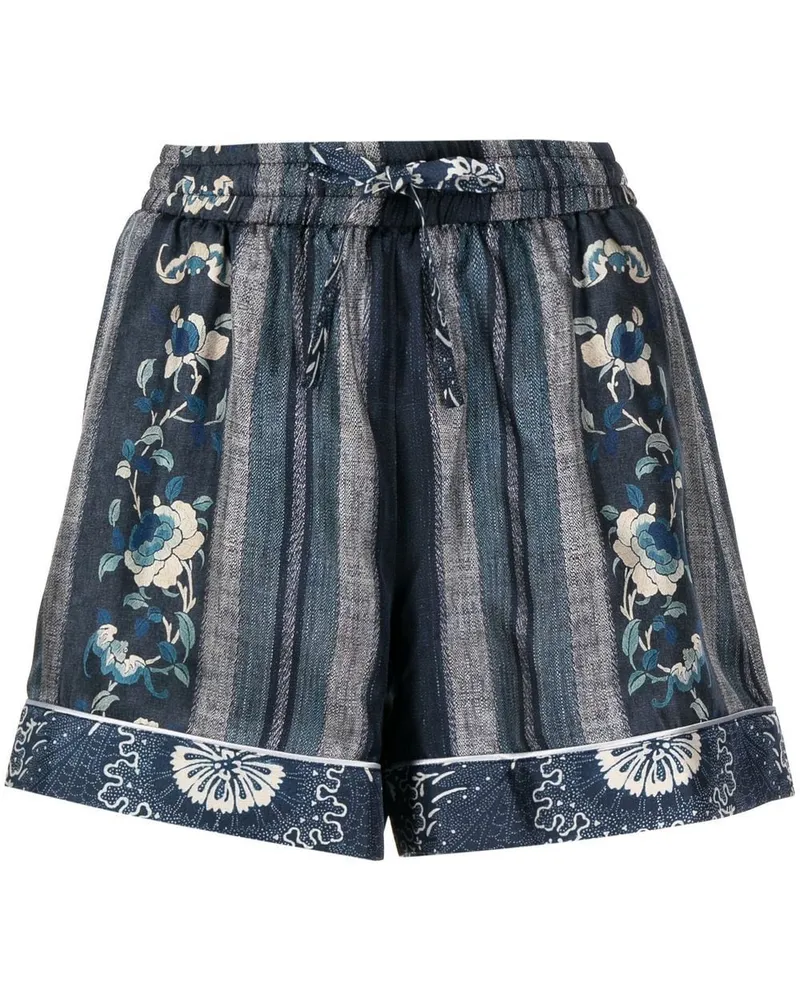 Pierre-Louis Mascia Shorts mit Blumen-Print Blau