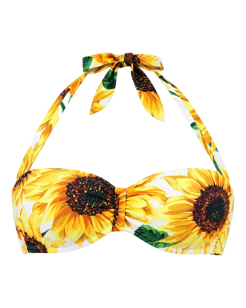 Dolce & Gabbana sunflower-print bikini top - Weiß Weiß