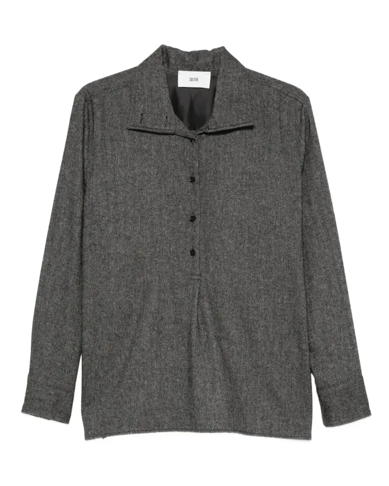 SOLOTRE T-Shirt mit Knöpfen - Grau Grau
