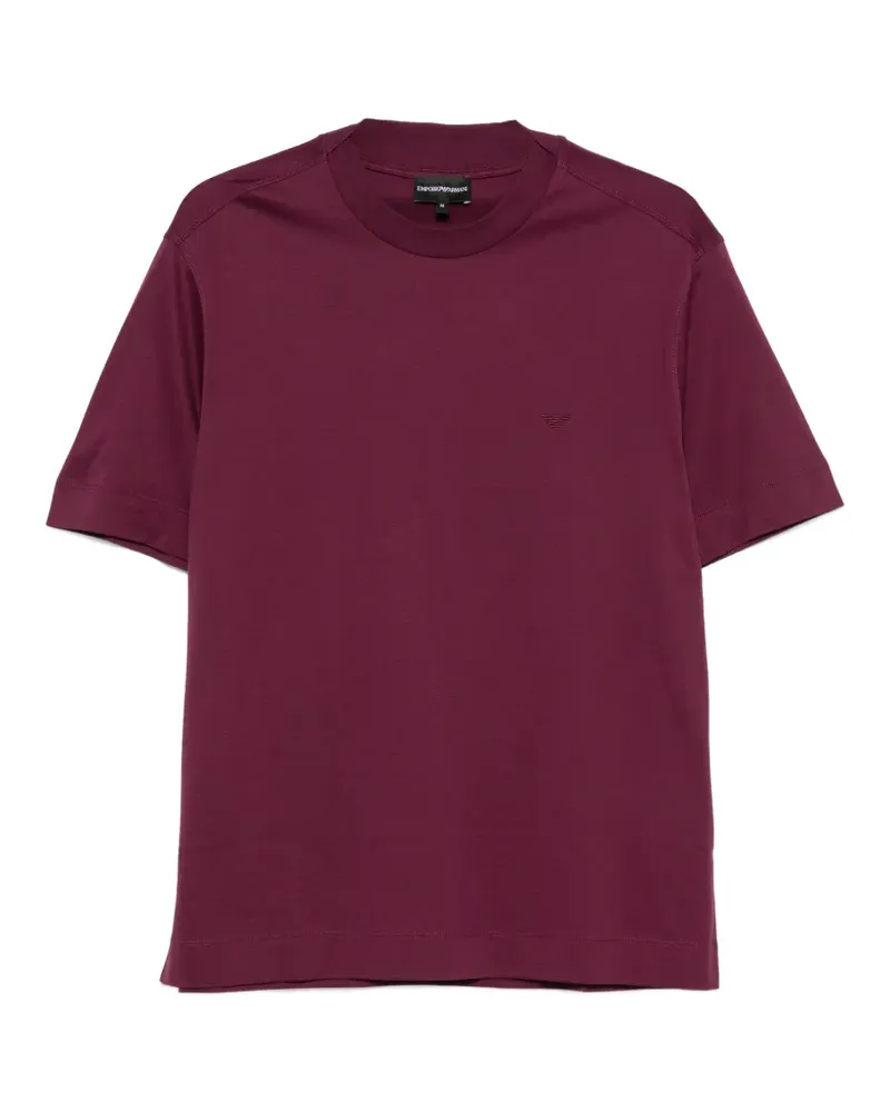 Emporio Armani T-Shirt aus Jersey mit Mikro-Adlerstickerei - Violett Violett