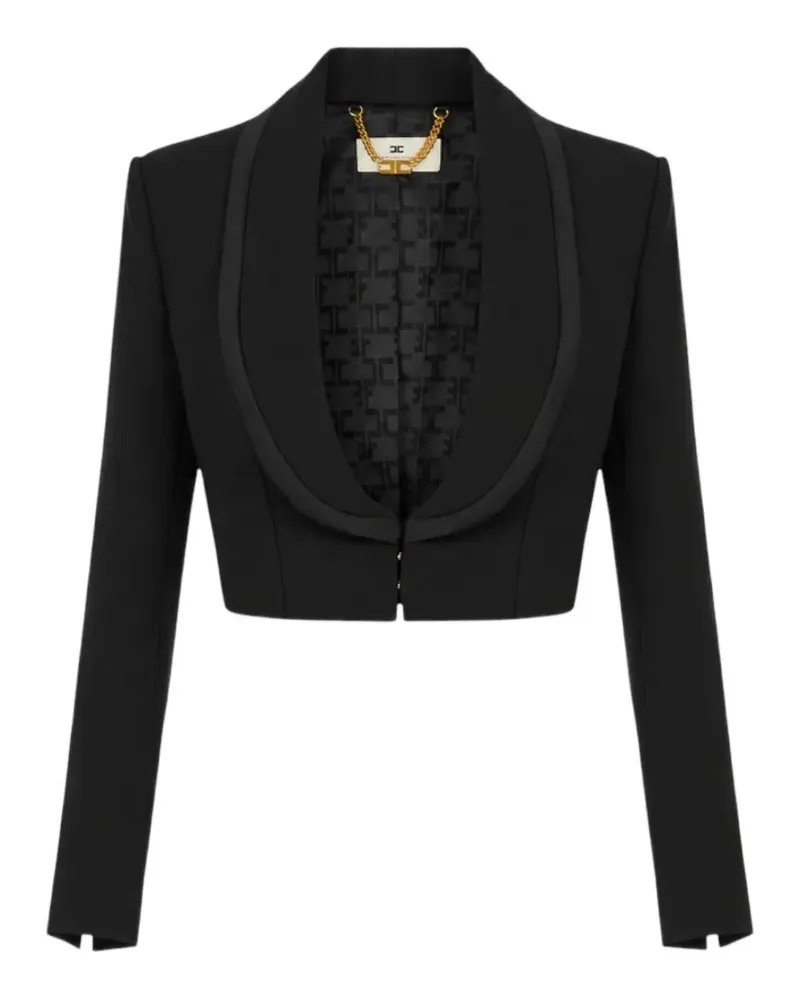 Elisabetta Franchi satin-lapel cropped jacket - Schwarz Schwarz