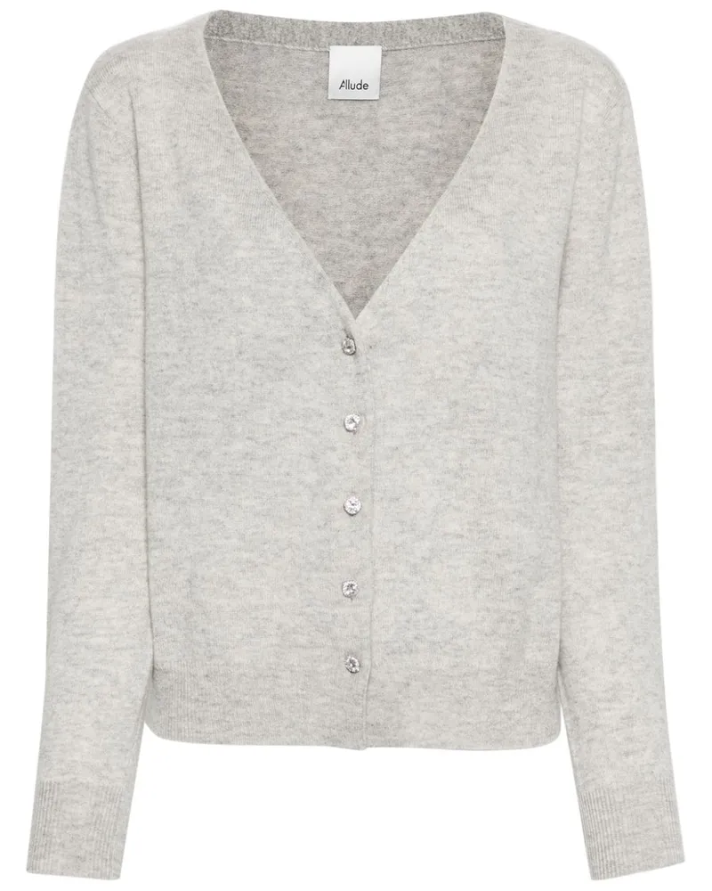 ALLUDE Fein gestrickter Cardigan mit V-Ausschnitt - Grau Grau