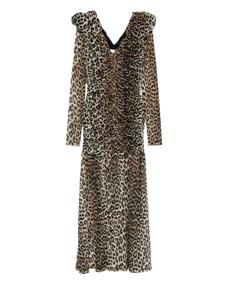 Ganni leopard-print maxi dress - Braun Braun