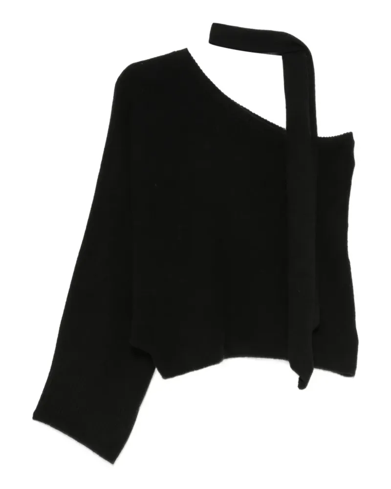 Federica Tosi One-Shoulder-Set aus Pullover und Schal - Schwarz Schwarz