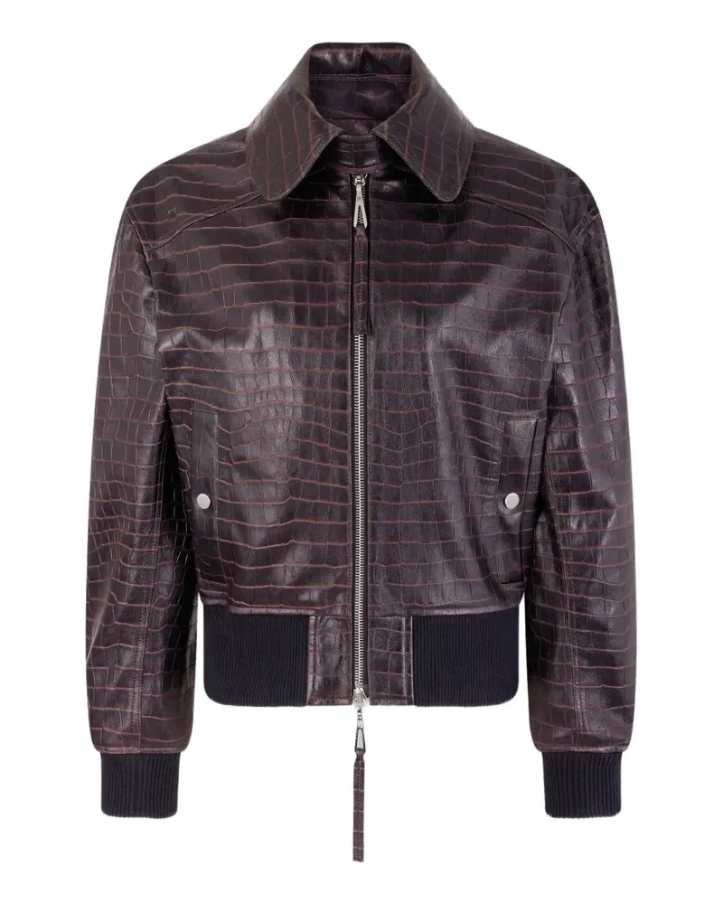 Paco Rabanne Bomberjacke mit Kroko-Effekt - Braun Braun