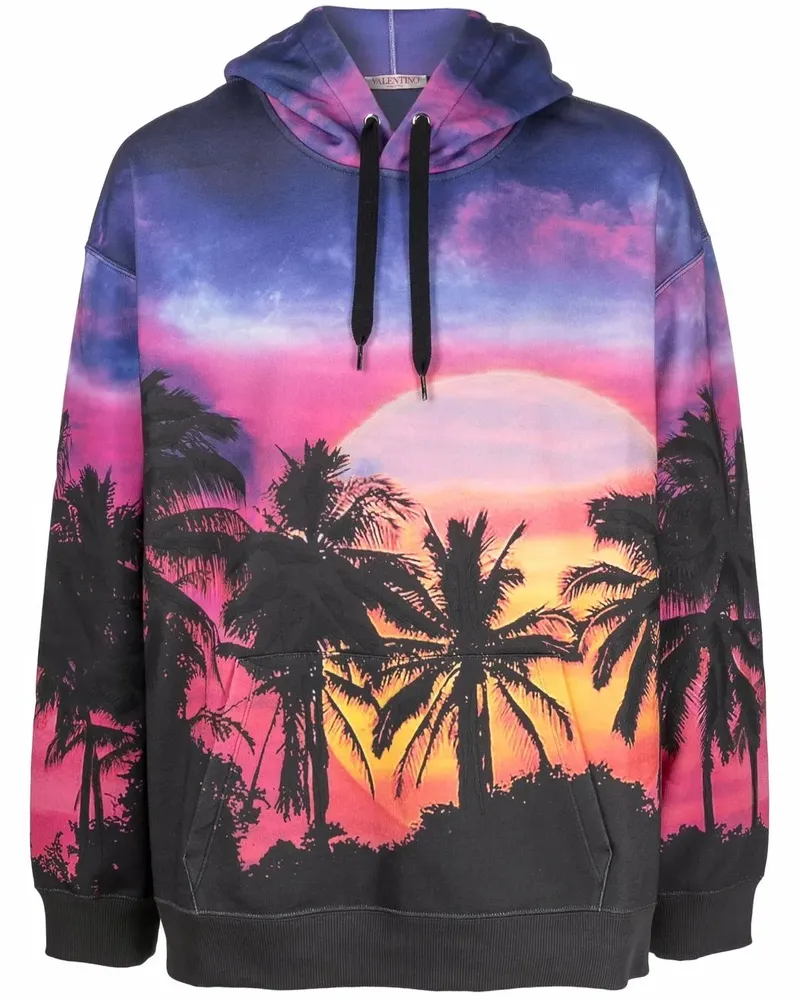 Valentino Garavani Hoodie mit Palmen-Print - Blau Blau