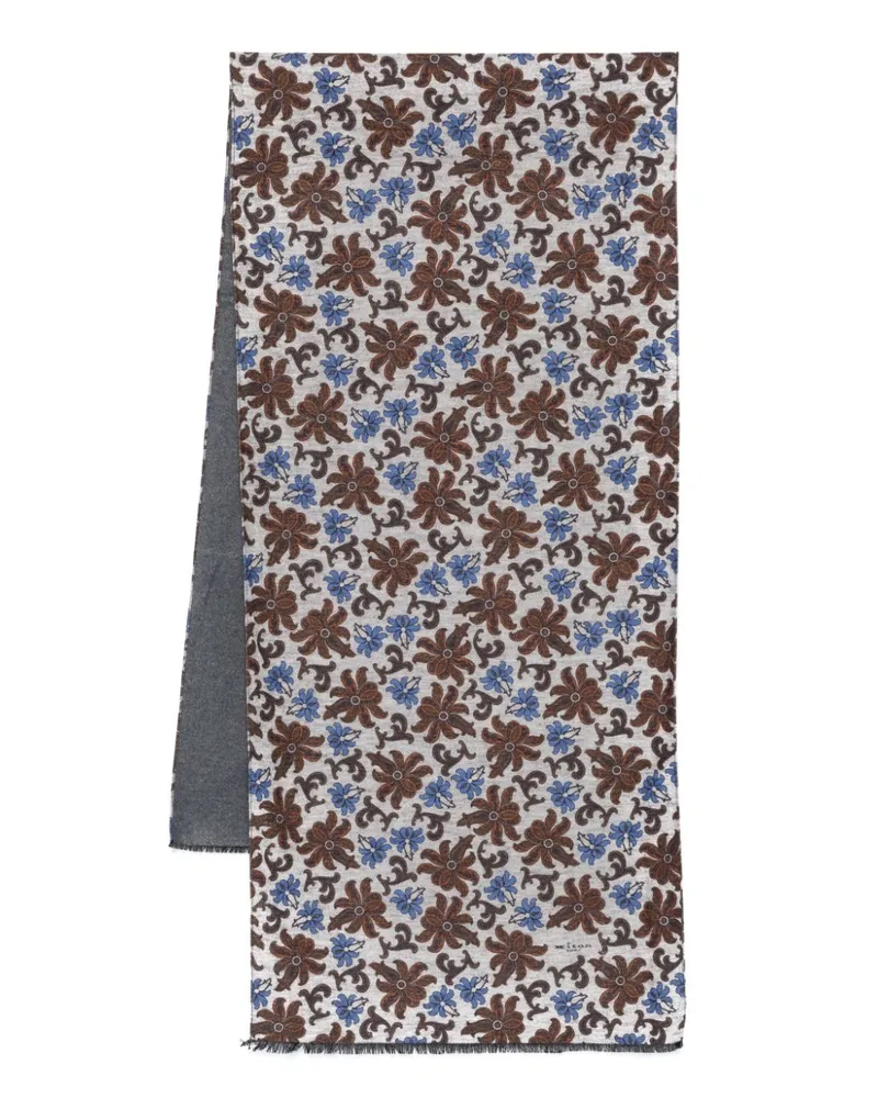 Kiton Schal mit Blumen-Print Braun