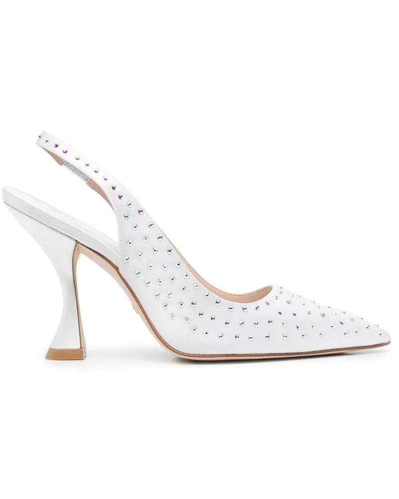 Stuart Weitzman Slingback-Pumps mit Kristallen - Weiß Weiß