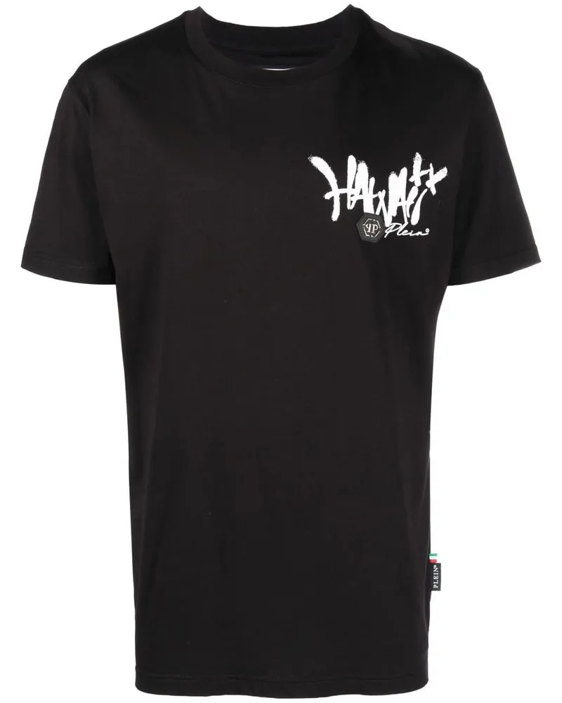 Philipp Plein T-Shirt mit Hawaii-Print - Schwarz Schwarz