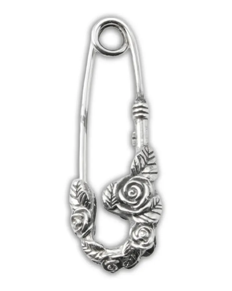 Emanuele Bicocchi small rose-detail safety-pin earrings - Silber Silber