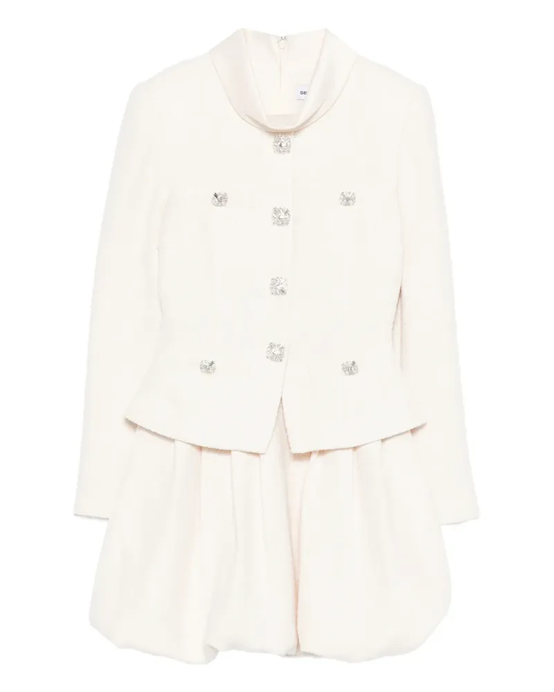 Self-Portrait Bouclé-Minikleid mit Kragen - Nude Nude