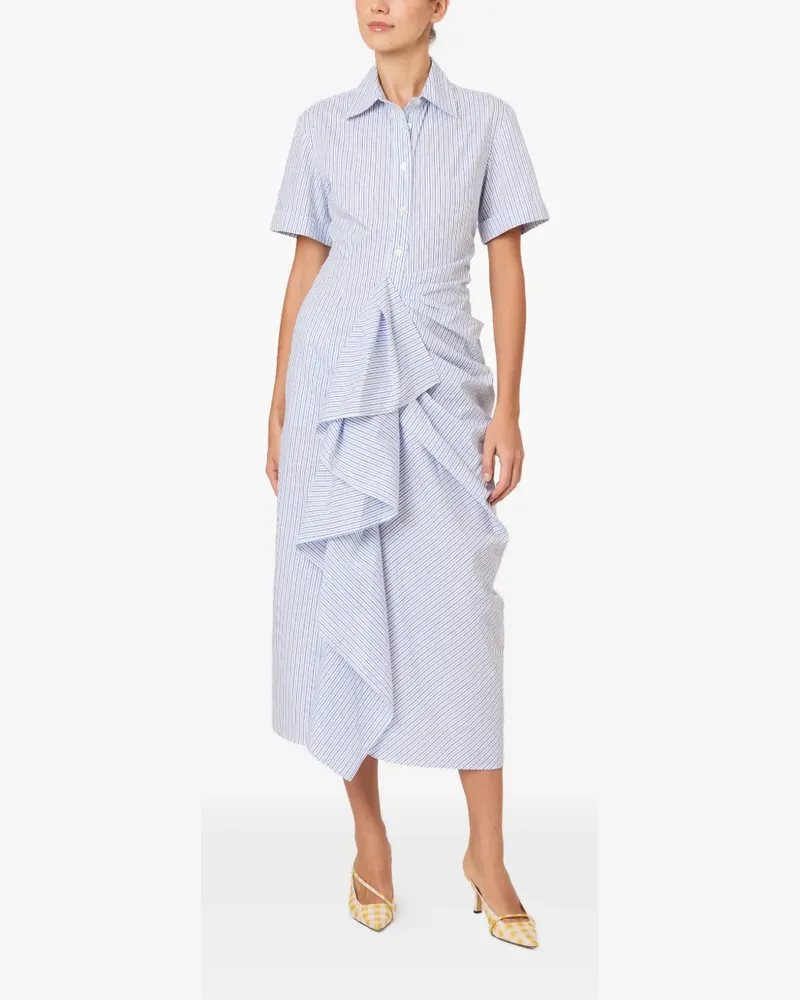 Rosie Assoulin Gestreiftes Kleid mit Rüschendetail - Blau Blau