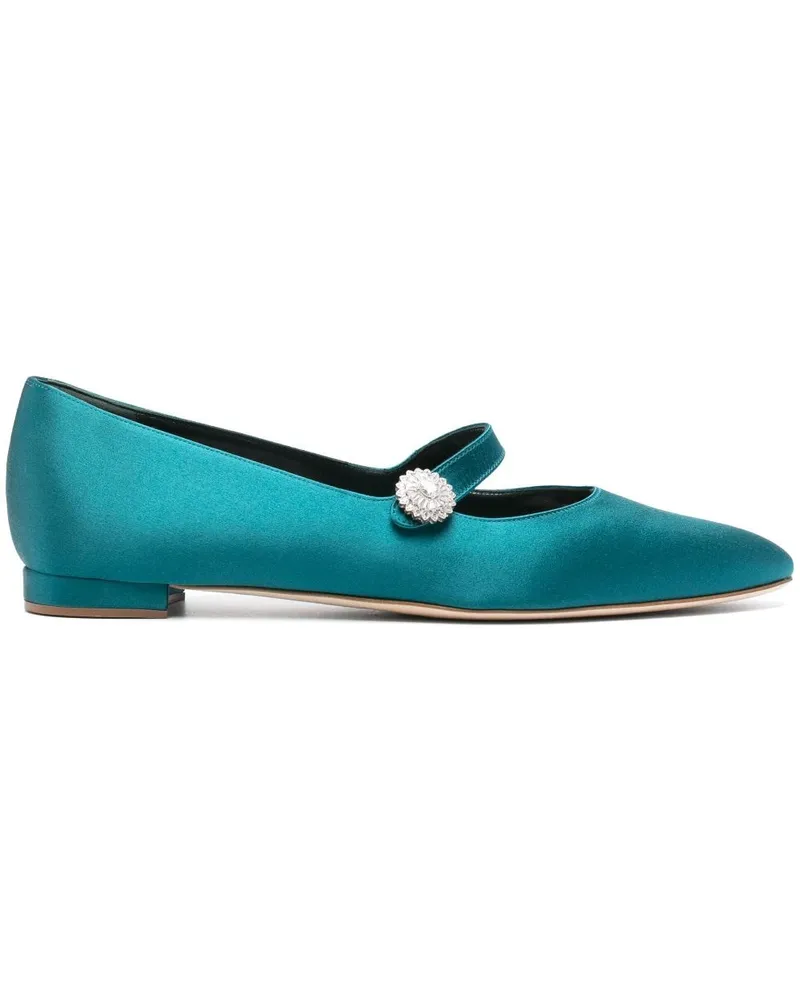 Manolo Blahnik Ballerinas aus Satin - Blau Blau