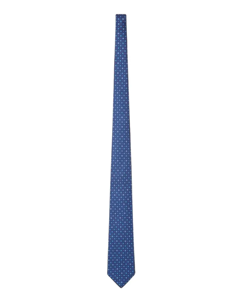Kiton Geometrisch gemusterte Seidenkrawatte - Blau Blau