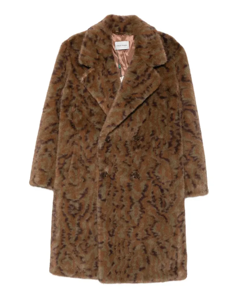 Drôle de Monsieur abstract-pattern double-breasted coat - Braun Braun