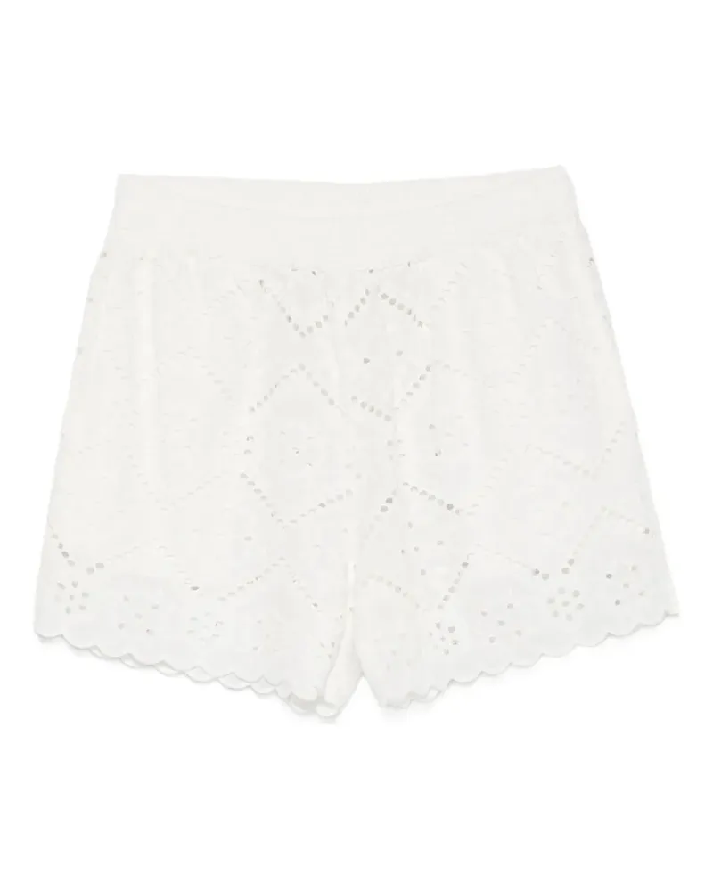 MC2 Saint Barth Meave broderie-anglaise scalloped-hem shorts - Weiß Weiß