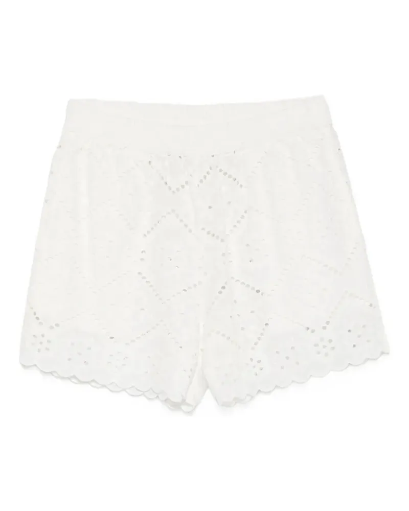 MC2 Saint Barth Meave broderie-anglaise scalloped-hem shorts - Weiß Weiß