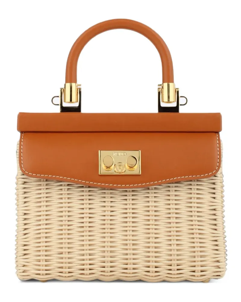 Rodo Clutch mit Kalbslederbesatz - Nude Nude